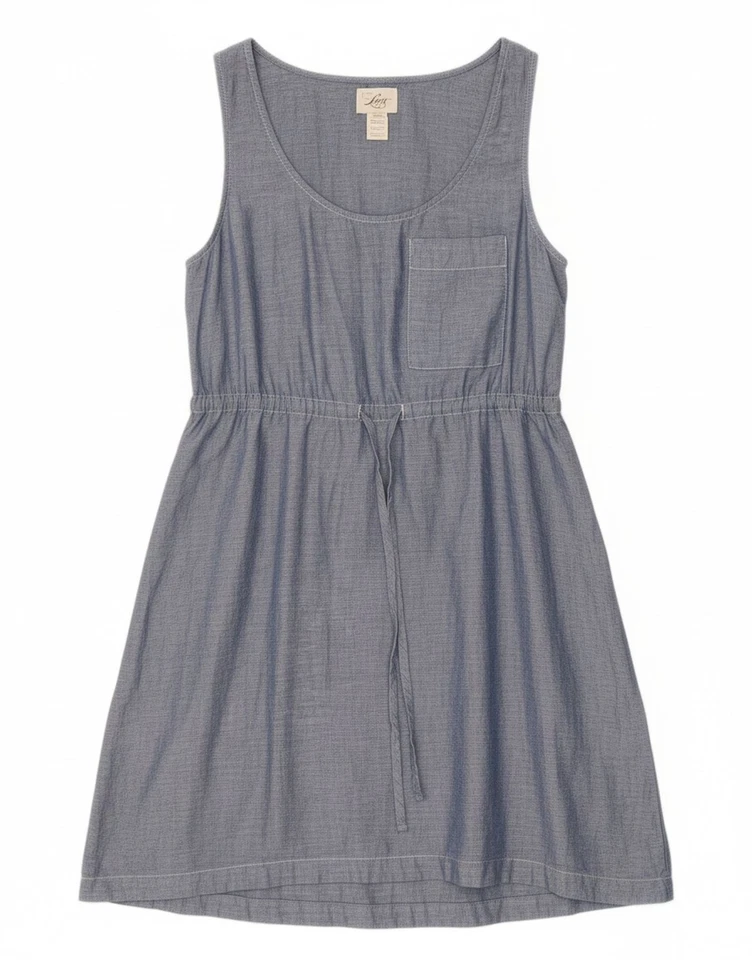 Vestido LEVI'S para mujer sin mangas línea A Reino Unido 10 pequeño azul lino CK02 Foto 1 de 4