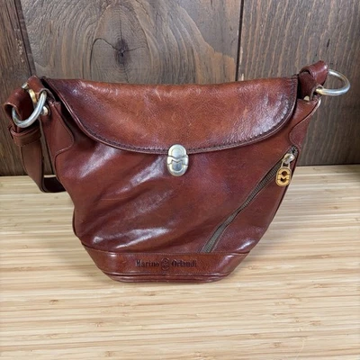 Bolso Bandolera de Hombro Vintage Marino Orlandi Cuero Marrón Coñac Foto 1 de 4