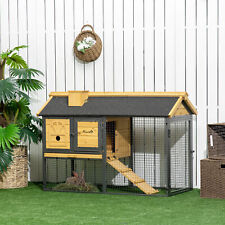 Rabbit Cage Outdoor Bunny Hutch w/ Run, Removable Tray, Ramp, 120 x 55.5 x 80cm