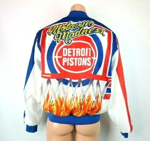 Vtg Rare NBA Detroit Pistons Chalk Line Fanimation Jacket Large Motown Madness Cover