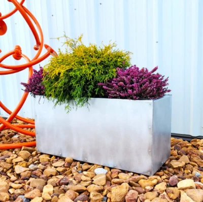 Metal Trough Planter 30" x 12" x 18" - Large Rectangular Planter - Minimalist - Image 1 of 4