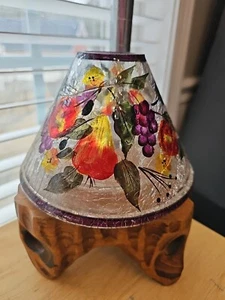 Unbranded Crackle Glass Fruit Grapes Pears Apples Jar Shade 4" - Picture 1 of 3