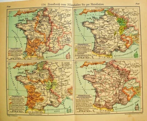 1931 Antique FRANCE REVOLUTION History MAP Geography Lithograph PRINT - Picture 1 of 7
