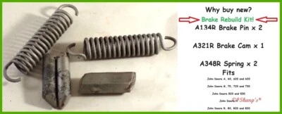 A134R A348R * John Deere A G H 520 Brake Adjusting Pins Cam Springs A321R KIT - Image 1 of 4