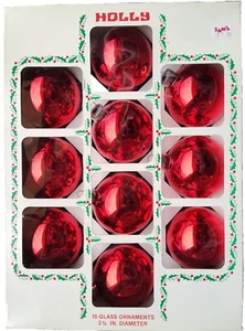 Glass Xmas Solid Red Ornament (Box Of 10). **Made in USA** Volume Disc - Picture 1 of 2