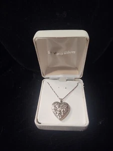 Sterling Silver Heart Locket 24in Chain - Picture 1 of 5