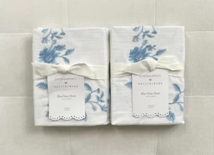 Pottery Barn LOVE SHACK FANCY Standard Shams ~Set of Two~ Blue Rose NWT - Picture 1 of 4