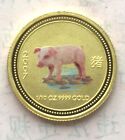 Moneda de oro Australia 2007 Año del Cerdo de 15 dólares de color 1/10 oz, sin usar