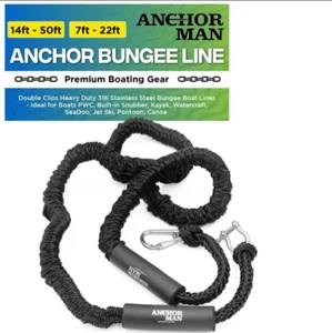 Anchor Bungee Line - Double Clips Heavy Duty 316 Stainless Steel Bungee Boat Lin - Picture 1 of 7