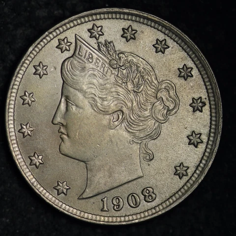 1908 Liberty V Nickel CHOICE BU *UNCIRCULATED* MS FREE SHIPPING E300 TCAM Cover