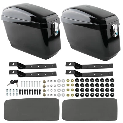 Hard Saddlebags Motorcycle Trunk Luggage Side Box For Suzuki Kawasaki Victory - Image 1 of 4