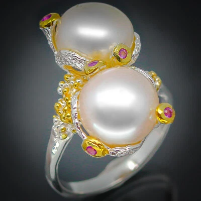 Wholesale Thai handmade  Natural Pearl Silver Ring 925 Sterling / RVS145 - Image 1 of 4