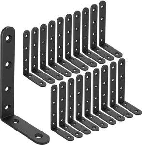20 Pcs Black Corner Bracket Heavy Duty Shelf Brackets 5 X 3 Inch L Corner Brace - Picture 1 of 7