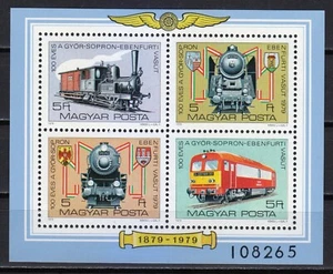 Ungarn 1979 postfrisch Mi Block 139 Sc 2608 Kreisel-Sopron-Ebenfurt Bahndienst ** - Bild 1 von 1