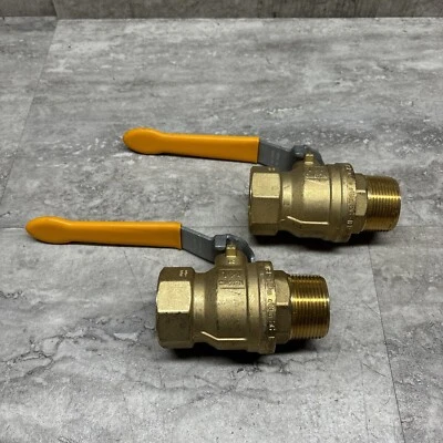 Lote de 2 válvulas de bola de latón NNPT X FNPT 1-1/4” RUB S92 CW617N, 600 CWP PN40 DN32 Foto 1 de 4