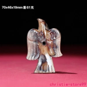 Antigua estatua colgante de pájaro de riqueza fengshui tallado jade hetiano de 2,8" de China - Imagen 1 de 9