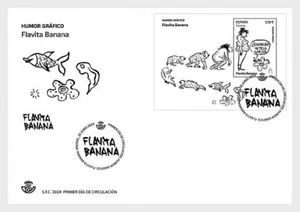 spain 2024 espagne Graphic Humour Flavita Banana evolution fish human ms1v FDC - Picture 1 of 1