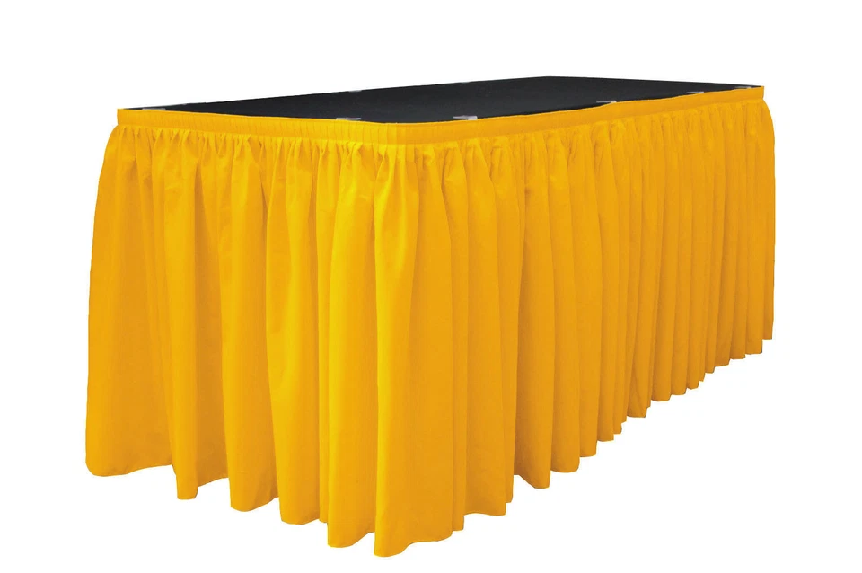 LA Linen Polyester Table Skirt 21-Ft L by 29"H with 15 L-Clips. Made in USA - Image 1 of 1