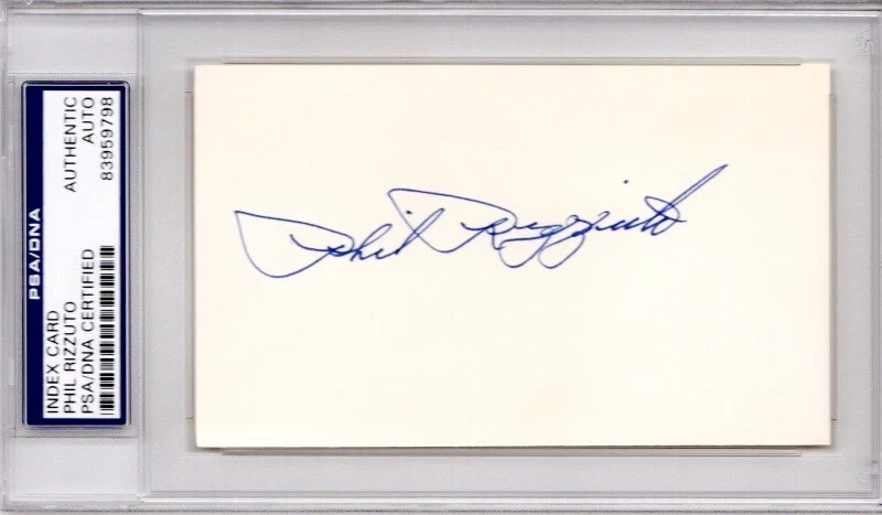 Phil Rizzuto Signed New York NY Yankees 3x5 inch Index Card - Died 2007 PSA/DNA - Image 1 of 1