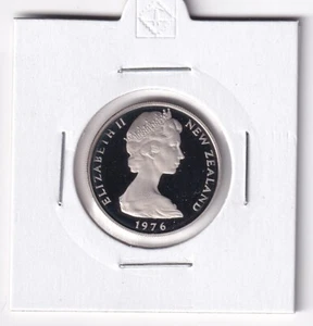 NEW ZEALAND PROOF:  1976 10 CENT COIN IN 2X2 HOLDER #4753 - Picture 1 of 2