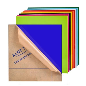 10 Pieces & 10 Colors Cast Acrylic Opaque (No-Transparent) Plastic Sheet 8 X 8 - Picture 1 of 11