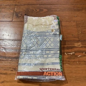 Camisa vintage años 70 para hombre XL cuello de tortuga crema con patrón ACCIÓN ropa deportiva esquí - Imagen 1 de 9
