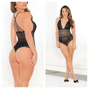 CROTCHLESS STIMULATING TEDDY WITH PLEASURE BEADS - Picture 1 of 4