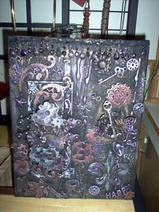 New, handcrafted steampunk wall art 11" x 14" x 3" d. #2 - Picture 1 of 4