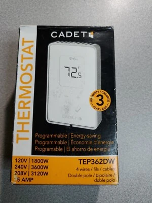 Cadet Programmable Electronic Thermostat - White, 3600W - Image 1 of 4