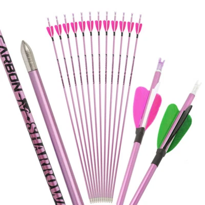 6/12XPure Carbon Arrows ID4.2mm SP400-1000 Archery Bow Target Hunting Shooting - Image 1 of 4