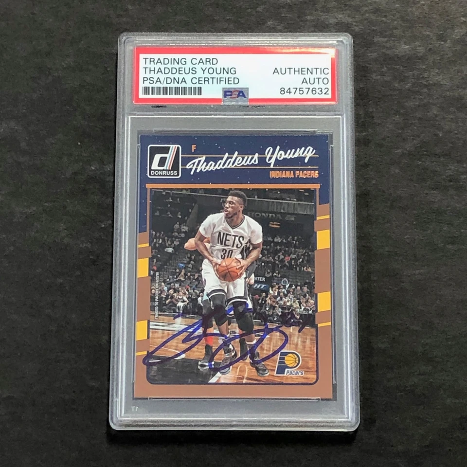 2016-17 Donruss #96 Thaddeus Young Signed Card AUTO PSA Slabbed Pacers - Image 1 of 2