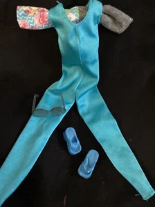 Cute Barbie turquoise Satiny jumpsuit matching shirt glasses 🩴  - Picture 1 of 8