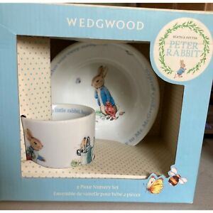Vtg Wedgwood Beatrix Potter Peter Rabbit Children's Bowl & Cup in Original Box