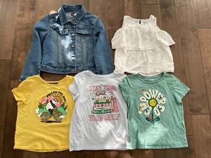 Lot Of 5 Girls Graphic T-shirts Denim Jacket Size L Colorful Old Navy, TCP - Picture 1 of 12