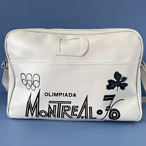 Borsa messenger vintage anni 70 panna nera 1976 Olimpiadi Montreal retrò ecopelle - Foto 1 di 24