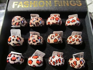 Lot of 12 Exotic Safari Animal Print Acrylic Fashion Ring Szs 7-9 - Picture 1 of 2