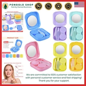 Contact Lens Case Travel Kit Storage Container Mirror Tweezers 6 Pack - Picture 1 of 9