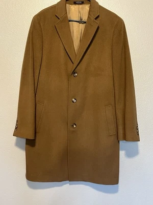Cardinal Of Canada Men Vicuna Beige Wool 20% Cashmere Topcoat Jacket Coat 44R - Image 1 of 4