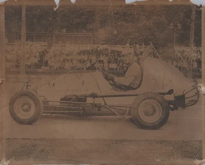 Midget Racer Freeport track pose 1950s - Himes Estate Original Photo - Image 1 of 2