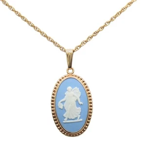 Collar Wedgwood usado metal dorado azul enchapado accesorio - Imagen 1 de 9