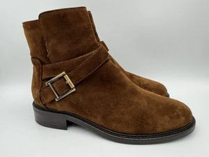 Aqua Bree wasserdichte braune Damen-Stiefeletten im Motorradstil Wildleder Größe 6 - Bild 1 von 10