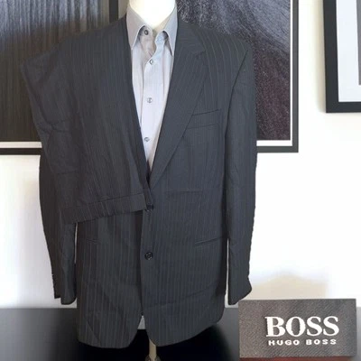 Traje Hugo Boss 2 Piezas Para Hombre 40L 32X32 Negro Rayas Lana Sin Ventilación Foto 1 de 4
