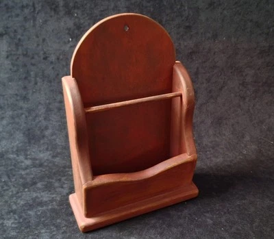 Vintage 18th Century Style Red Paint Wooden Letter Holder 11" - Image 1 of 4