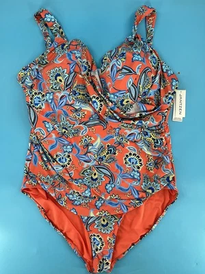 Traje de baño Jantzen para mujer 26W tropical floral de una pieza suave control abdominal NUEVO  Foto 1 de 4