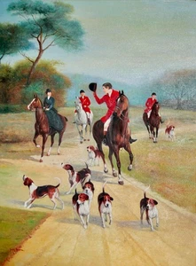 Jack Smith Fox Hunt Oil Painting on Canvas 30x40 Equestrian Hounds British 20thC - Picture 1 of 16