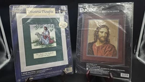 Set Of 2 Crosss stitch Christianity Pictures " I Shall Not Want" "Jesus Christ" - Bild 1 von 7