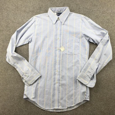 Vintage DeeCee Shirt Mens Medium 15 35 Light Blue Striped Button Down USA - Image 1 of 4