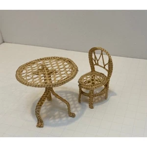 Wicker Doll House Bistro Table & Chair Patio Porch Pool Side Set  - Picture 1 of 4