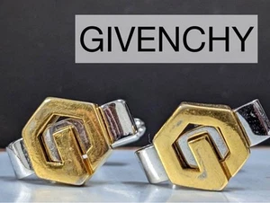 Givenchy Cufflinks G Logo motif Gold x Silver color Hexagon 2cm x 1.3cm no Box - Picture 1 of 7