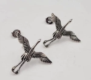 "Aretes grúa únicos de plata de ley 925, 0,78"" L" - Imagen 1 de 2
